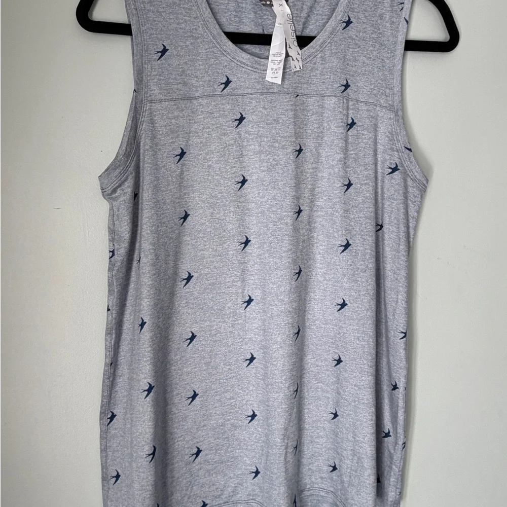 Oiselle Blue Bird Print Performance Tank Top Size 10 - Picture 6 of 7